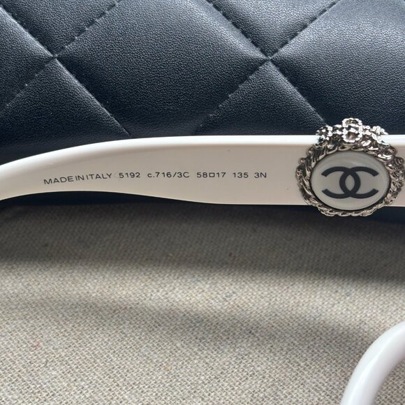 Chanel White Frame Bouton Sunglasses-5192 - Picture 8 of 16